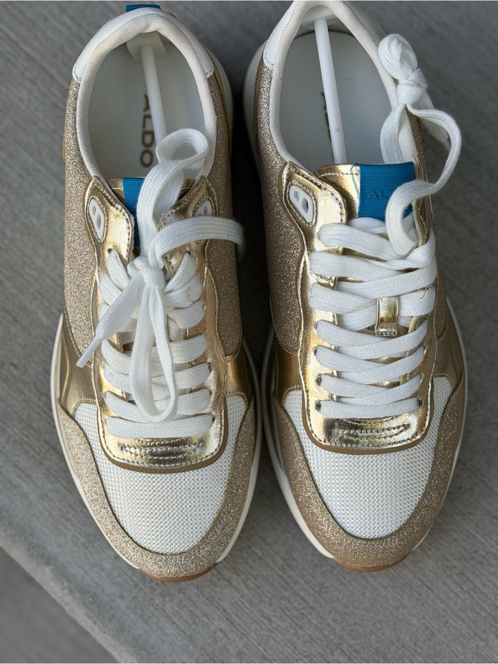 ALDO Gold and White Glitter Sneakers - Picture 2 of 4